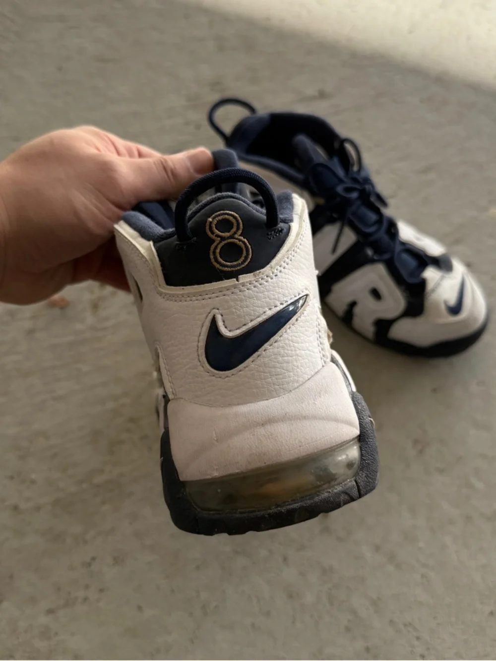 Nike Air More Uptempo White Navy – Size 5.5Y / Women’s – Used - Picture 7 of 8